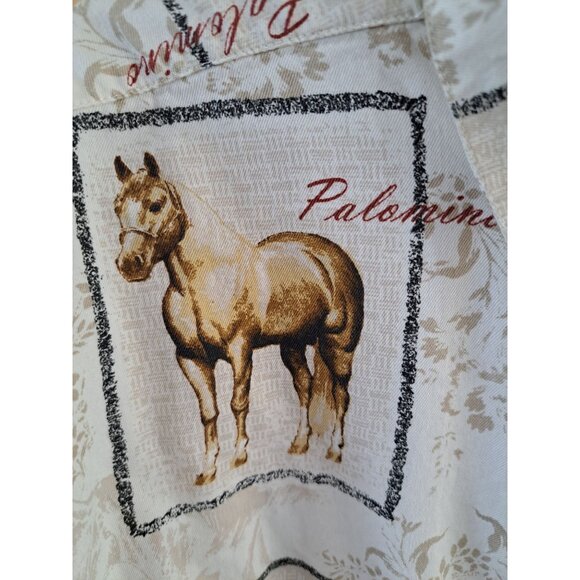 Bit & Bridle Western Horse Button-Down Shirt XL Equestrian Blouse Tan Women's - Picture 4 of 10